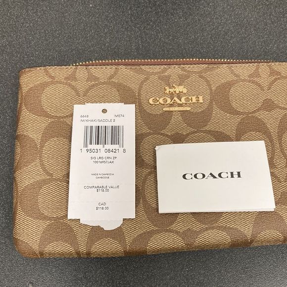 NEW Coach Large Faux Leather Wristlet Wallet with Signature Brown Logo - Picture 7 of 7